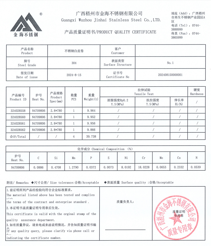 金海304钢带